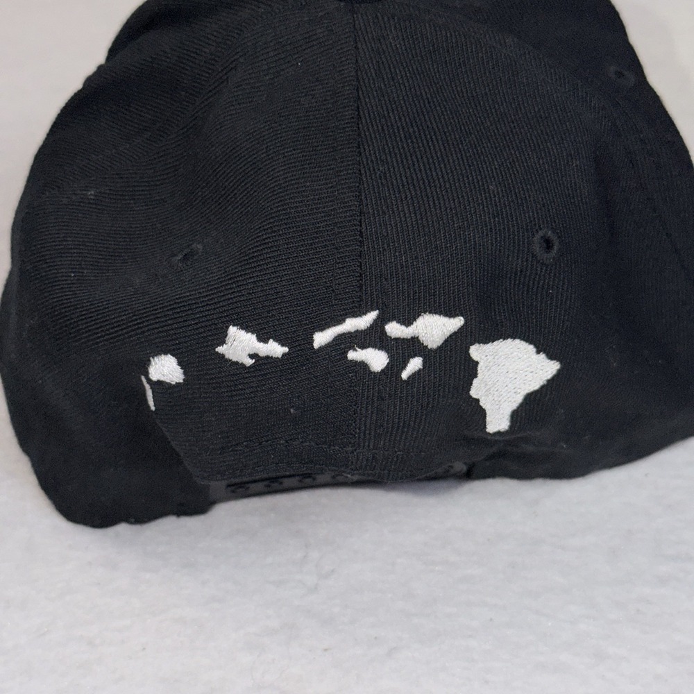 Aloha Hawaii Snapback Hat Black White Embroidered Green Underbrim Yupoong - Picture 6 of 9